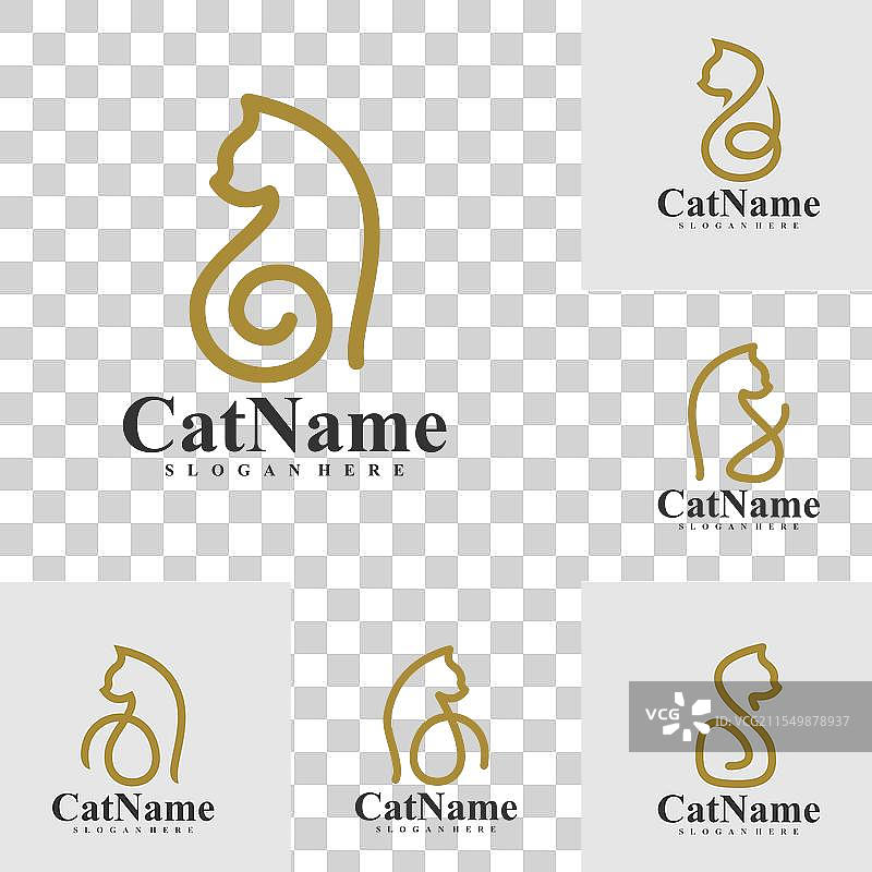 简单线条猫标志的猫图案图片素材