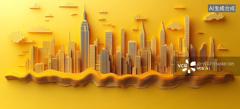【AI数字艺术】设计 插画 金色 建筑 剪纸 浮雕图片素材
