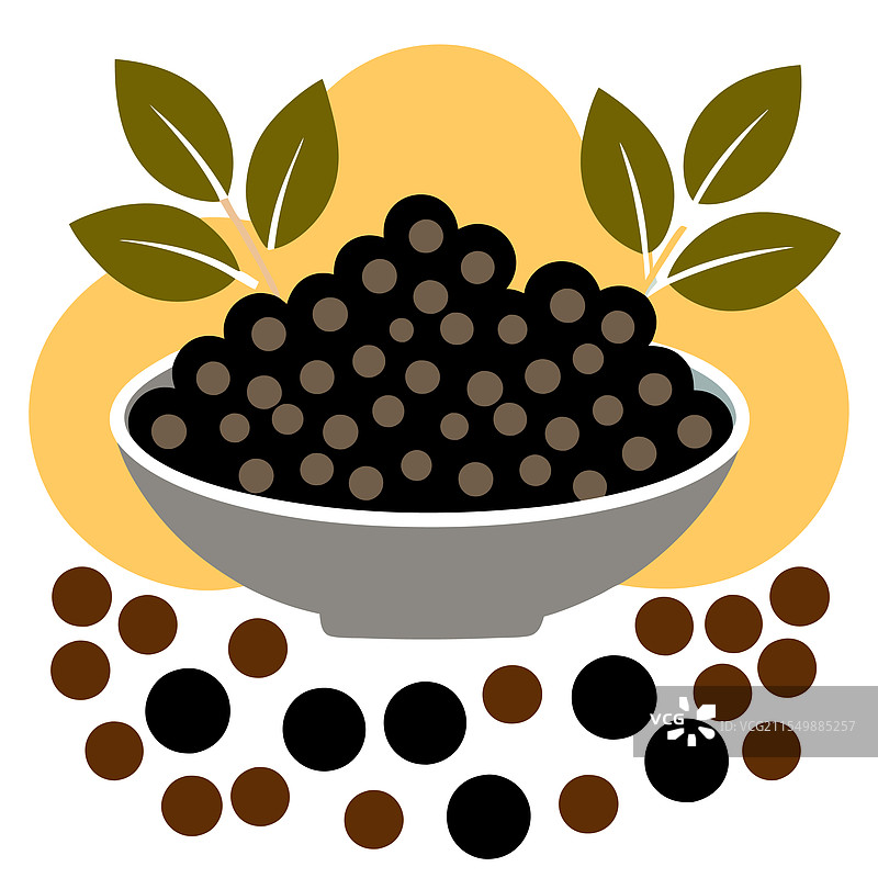 全香料的整颗浆果和磨成的香料图片素材