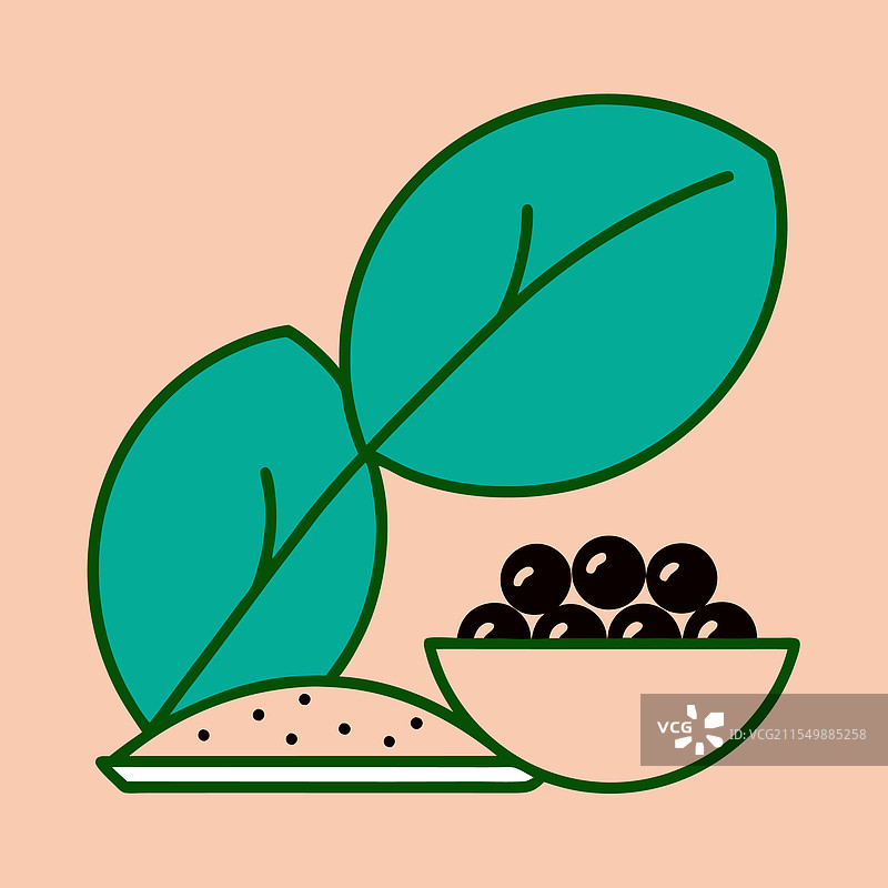 全香料的整颗浆果和磨成的香料图片素材