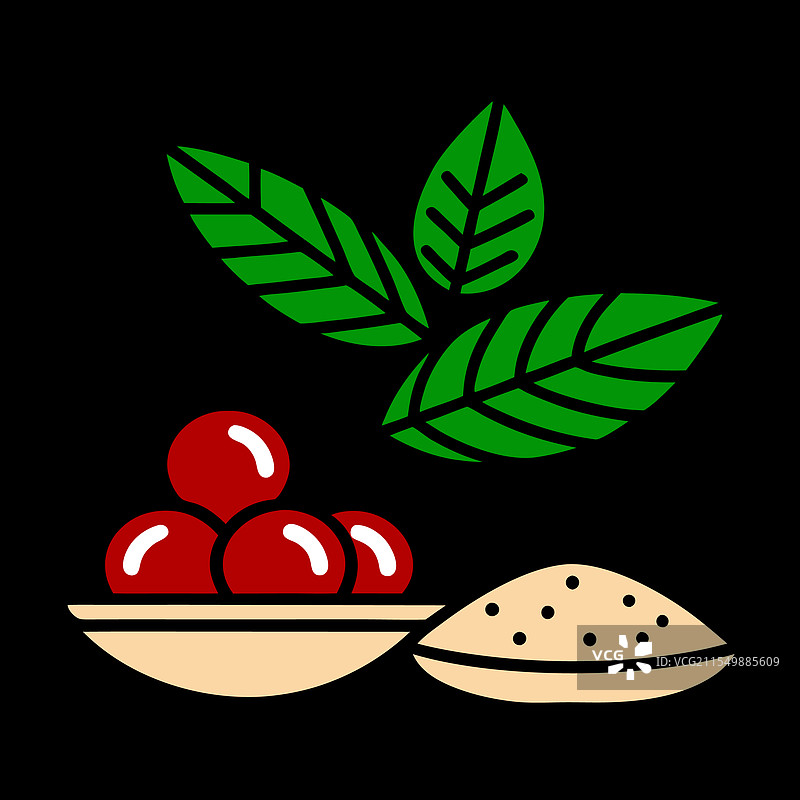 全香料的整颗浆果和磨成粉的香料图片素材