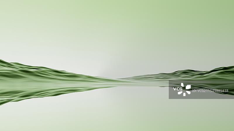 翠色山峦的平静倒影 抽象绿色山水意境图片素材