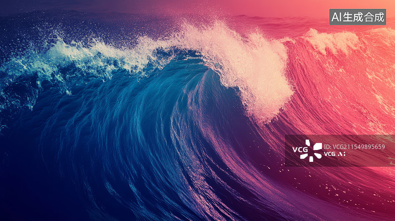 【AI数字艺术】彩色海浪奔涌艺术视觉图片素材