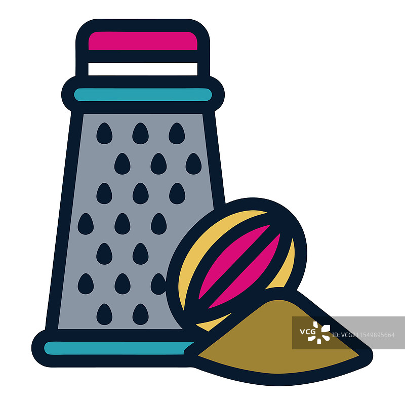 整颗肉豆蔻与一个磨碎器和一小堆图片素材