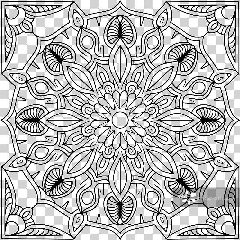 曼荼罗艺术涂色书复杂设计图片素材