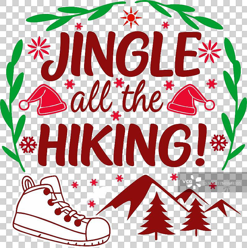 在节日小径上愉快的山地徒步旅行图片素材