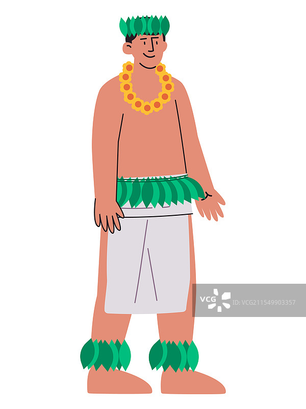 穿着传统夏威夷服饰的夏威夷男子图片素材