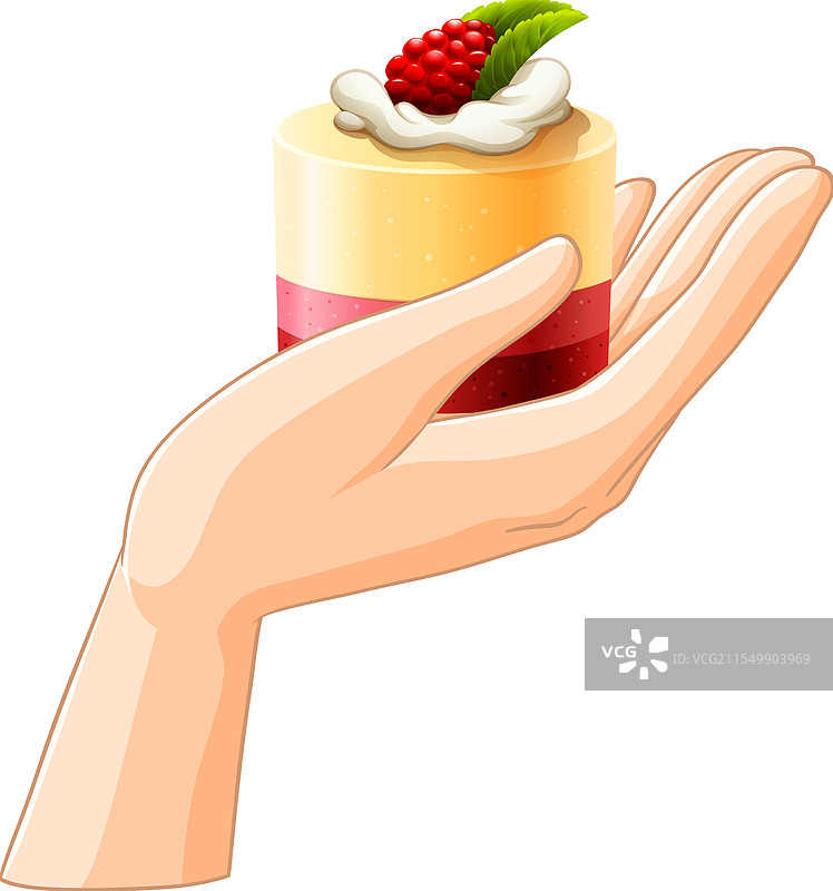 一只手呈现出一个小巧精致的蛋糕图片素材