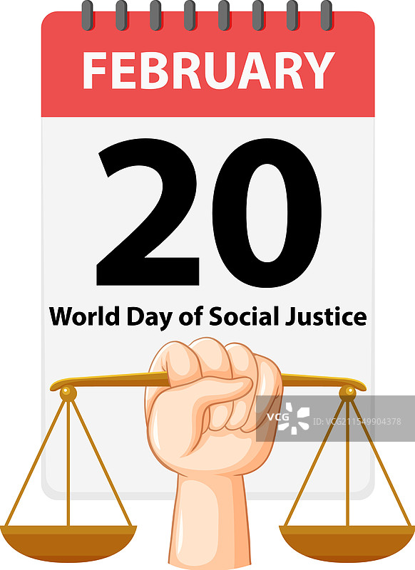 日历页面上有公正天平和手的图案图片素材