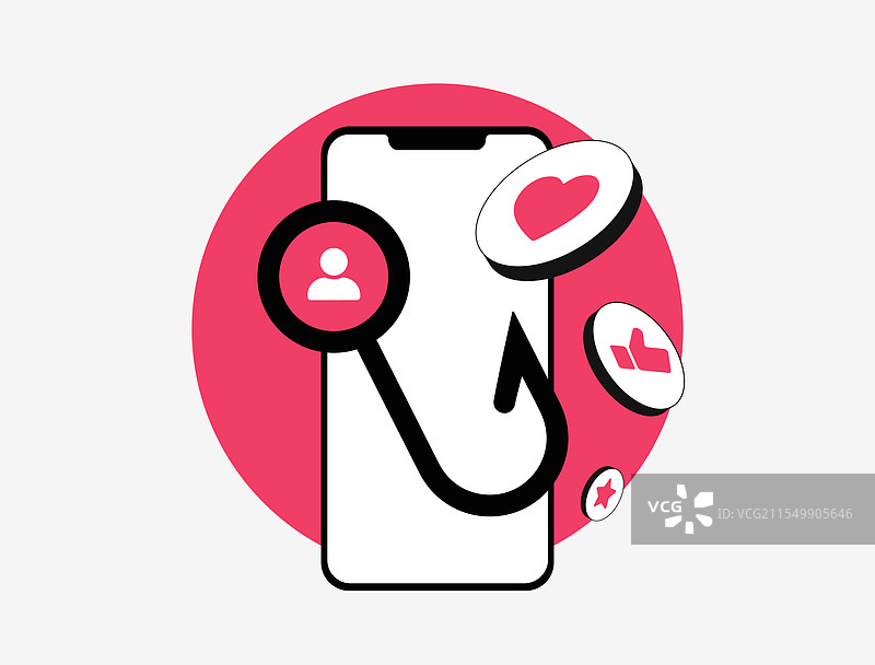 社交媒体吸引眼球的概念与智能手机图片素材