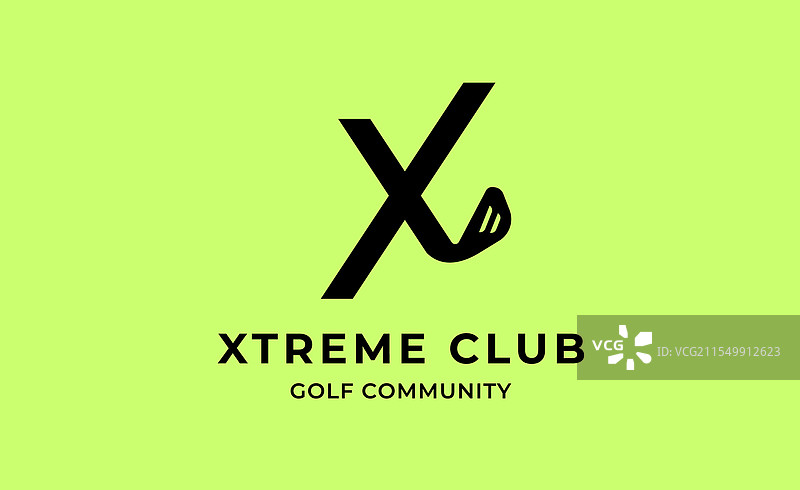字母X的单色标志设计与高尔夫球图片素材
