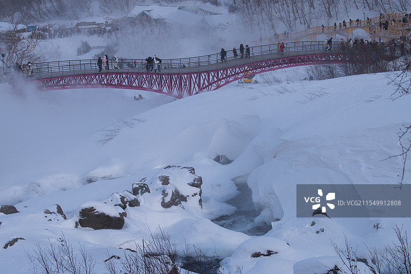吉林，长白山景区，长白山瀑布，聚龙温泉图片素材