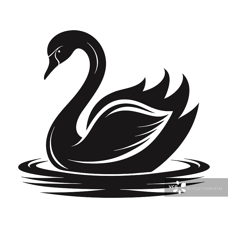 天鹅鸟的剪影水元素图片素材