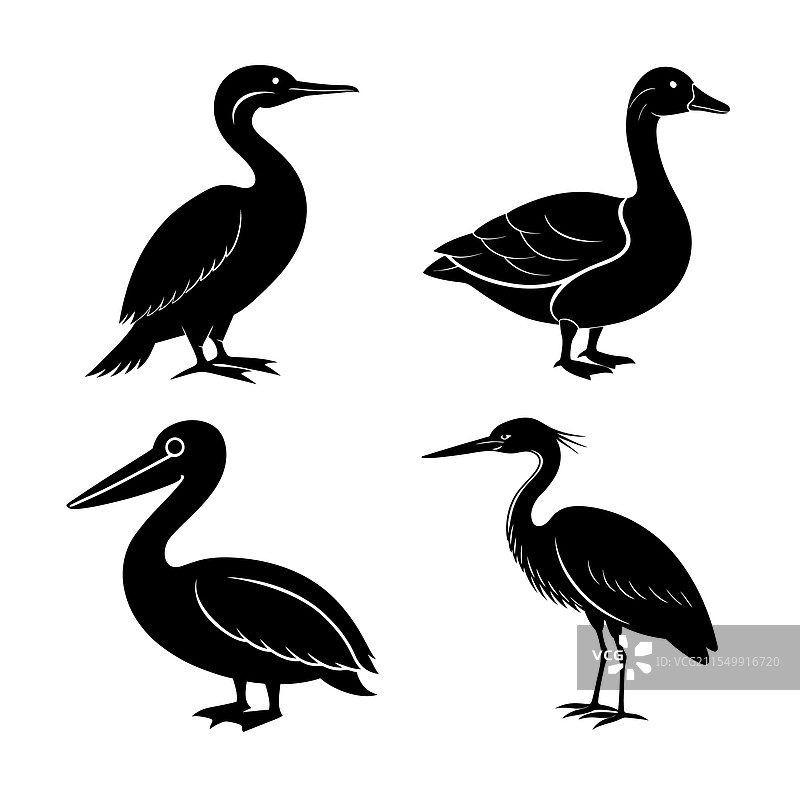 水鸟剪影图标艺术图片素材