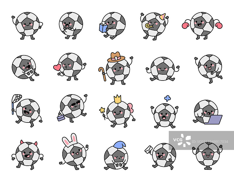 一组可爱的卡通足球角色图片素材