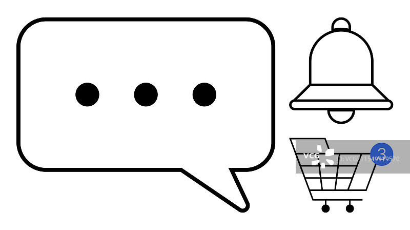 带有对话气泡的铃铛警报通知图标图片素材