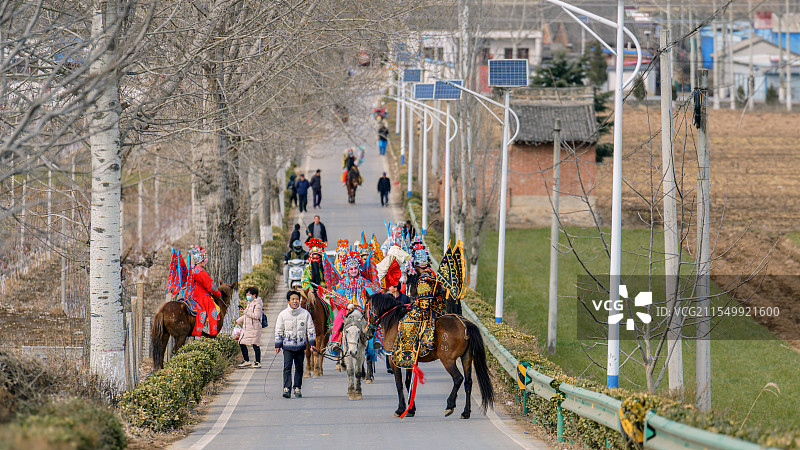 陇县马社火（演出归来）图片素材
