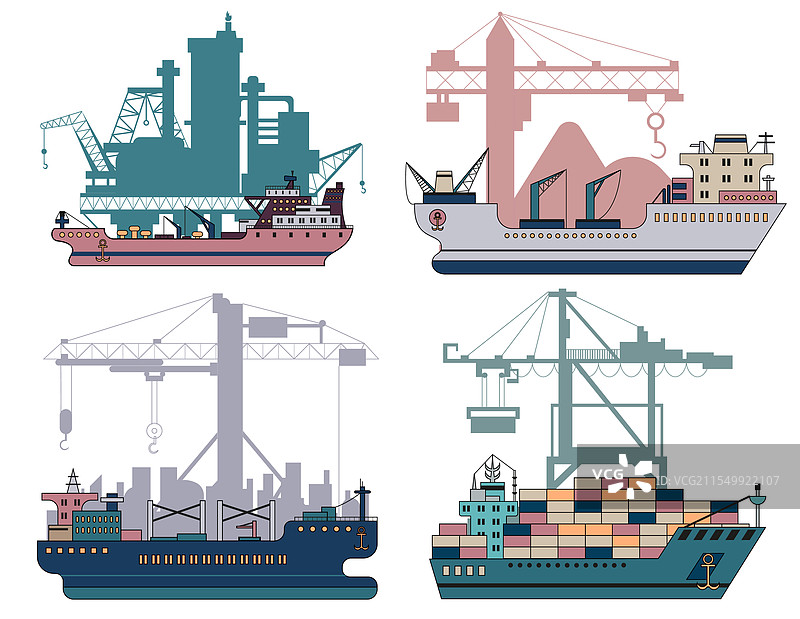 现代商业船舶设计套件图片素材