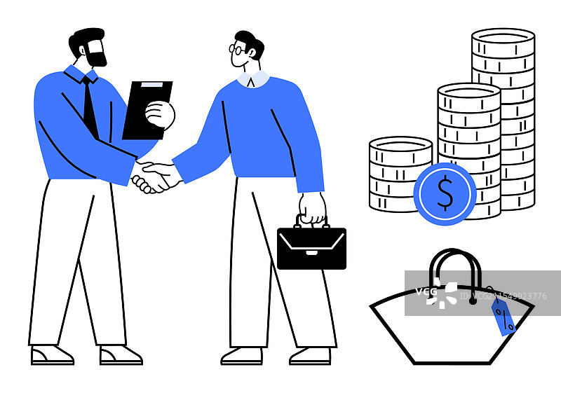 商人握手，手中拿着夹板图片素材