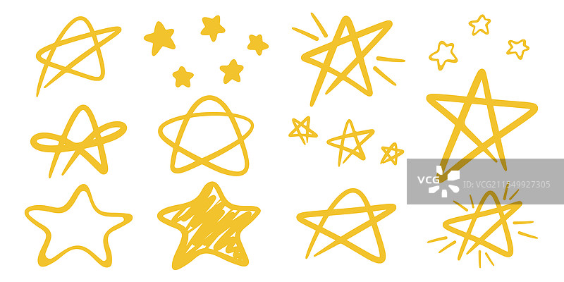 手绘黄色星星套装图片素材