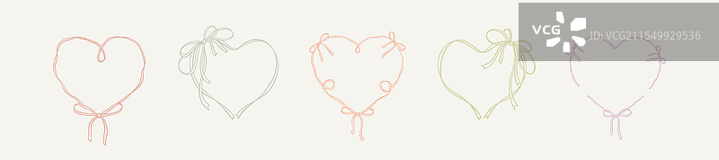 一套可爱的美学波西米亚风心形丝带框架图片素材