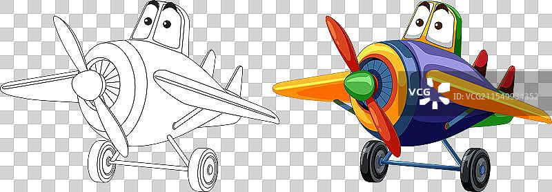 一架黑白飞机变成彩色图片素材