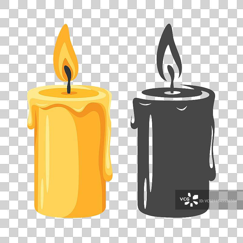 平面颜色和单色剪影蜡烛图标图片素材