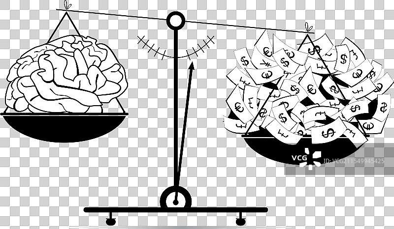 大脑、天平、成功与金钱图片素材