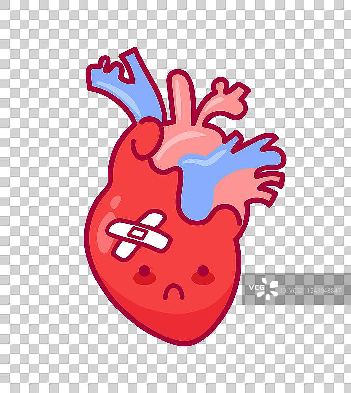 可爱的心形角色，采用卡哇伊风格，带有病态特征图片素材