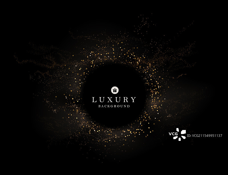 圆形孤立框架，装饰有闪亮的金色亮片图片素材