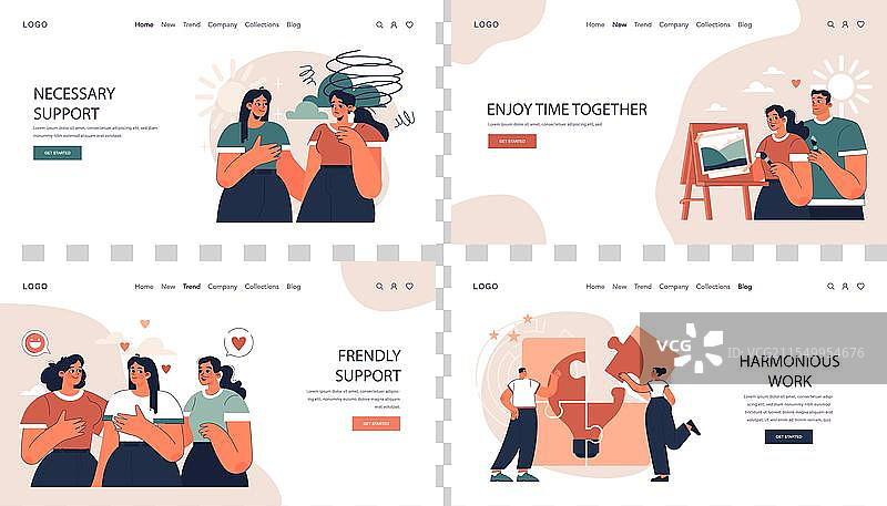 积极关系网页横幅或着陆页图片素材