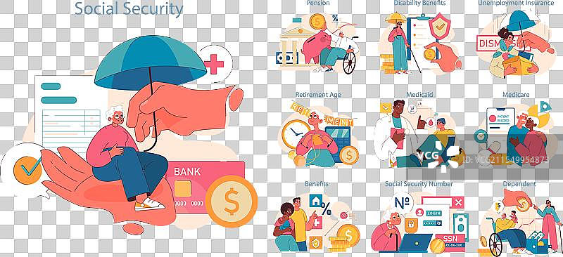社会保障套件图片素材