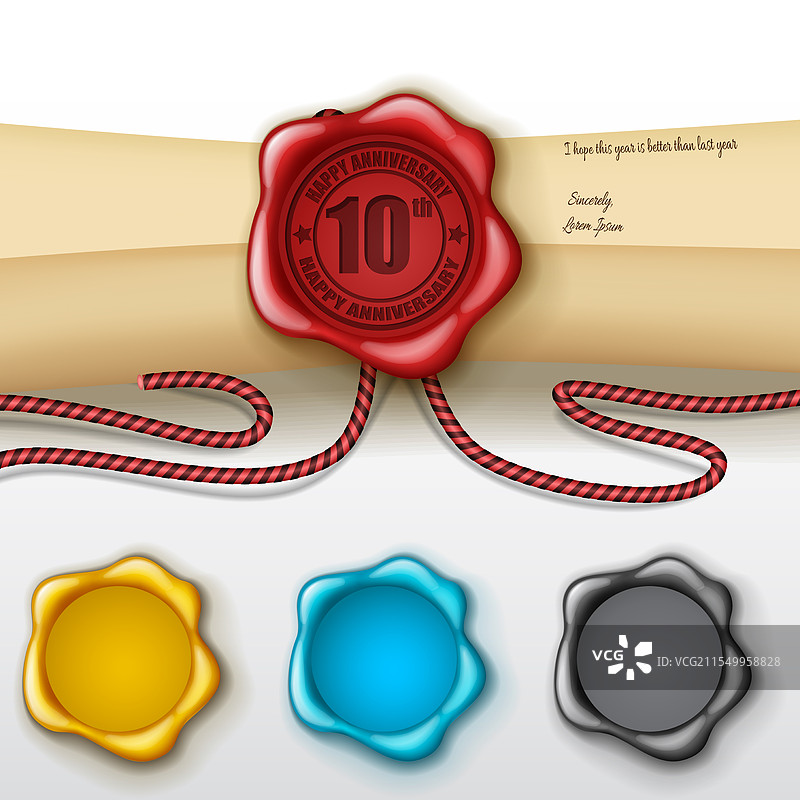 第十周年贺卡，配有其他颜色图片素材