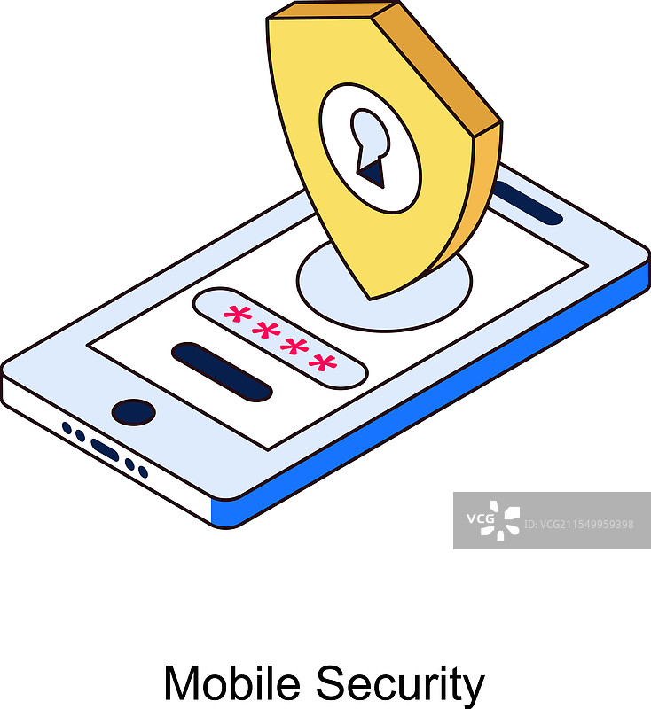 移动安全等距填充轮廓图图片素材