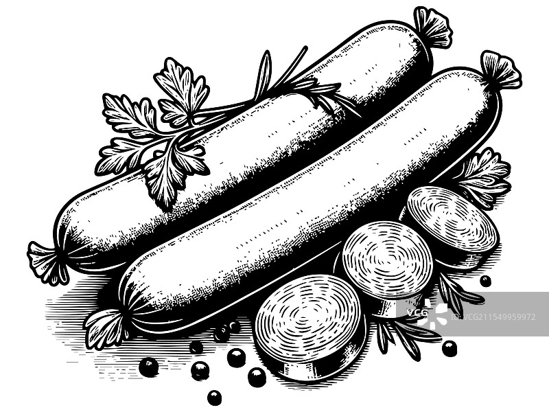 香肠配香草和香料图片素材