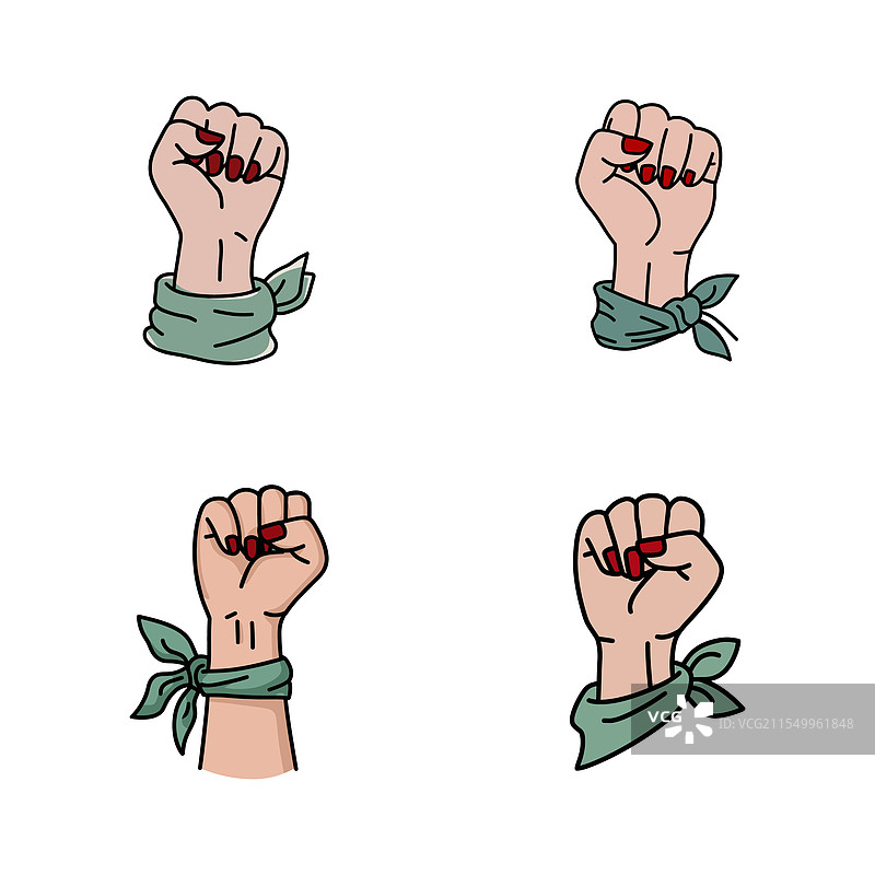 一个强大的拳头，带着象征女性的头巾图片素材
