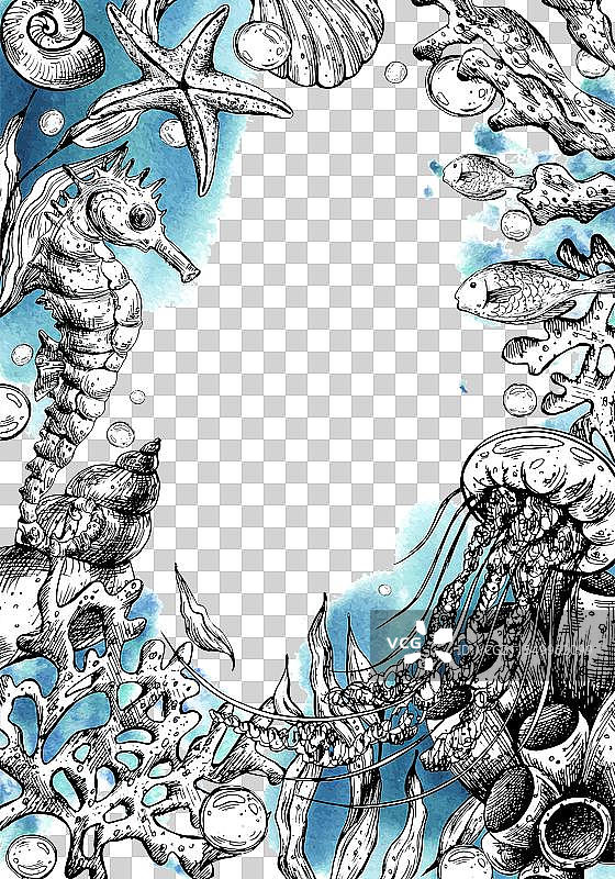 海洋动物 海马 水母 海藻 珊瑚图片素材