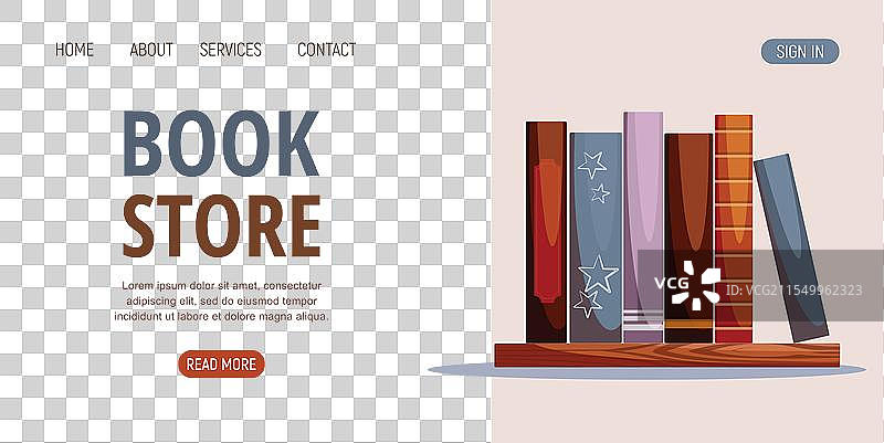 一组书籍和眼镜放在木制书架上图片素材