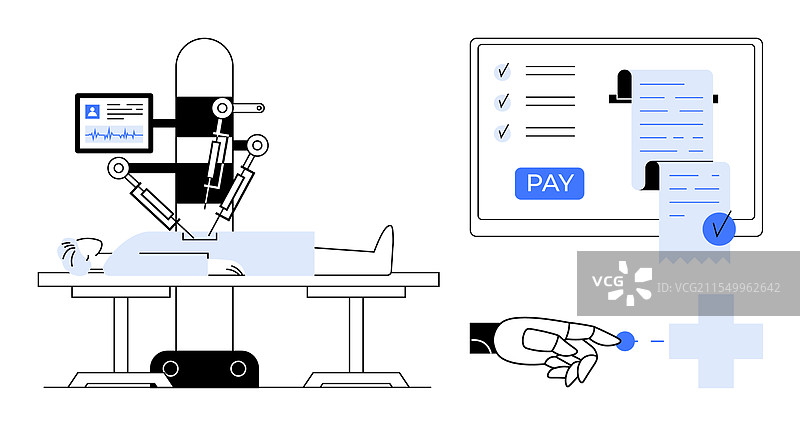 先进的机器人手术与自动化账单系统图片素材