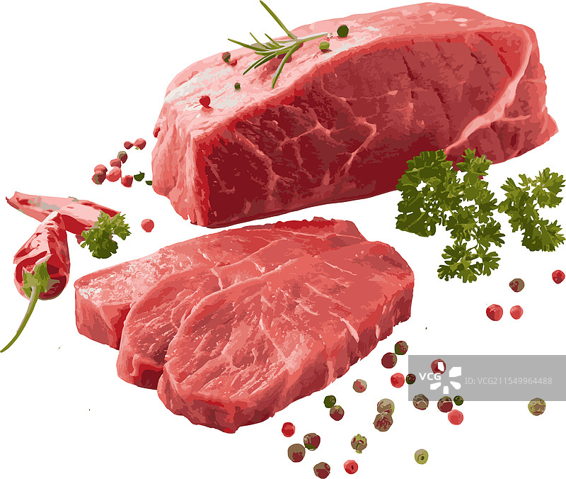 新鲜生肉配香草和香料图片素材