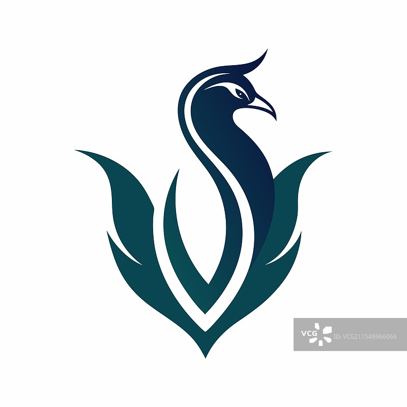 孔雀标志单字母设计图片素材