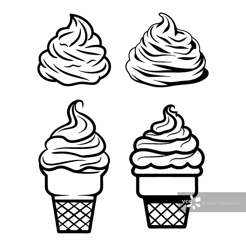 黑白冰淇淋漩涡设计图案图片素材