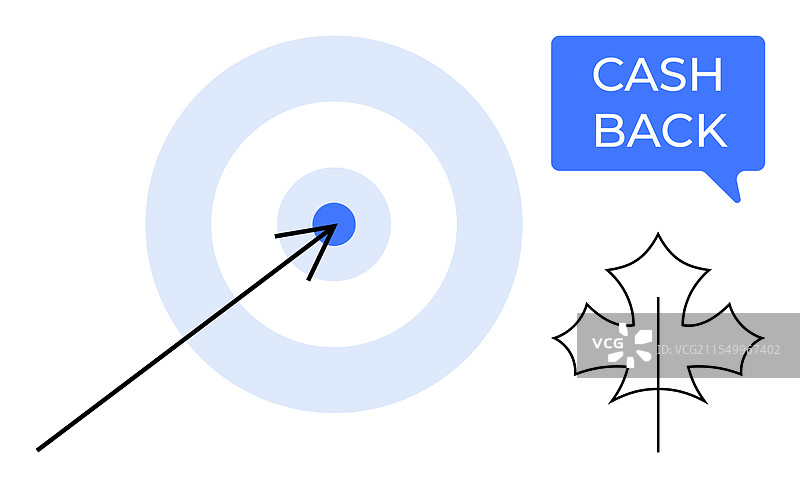 靶心与箭、现金返还文字和叶子图片素材