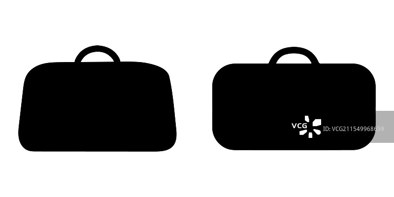 黑色剪影行李箱图标集艺术作品在白色背景上图片素材