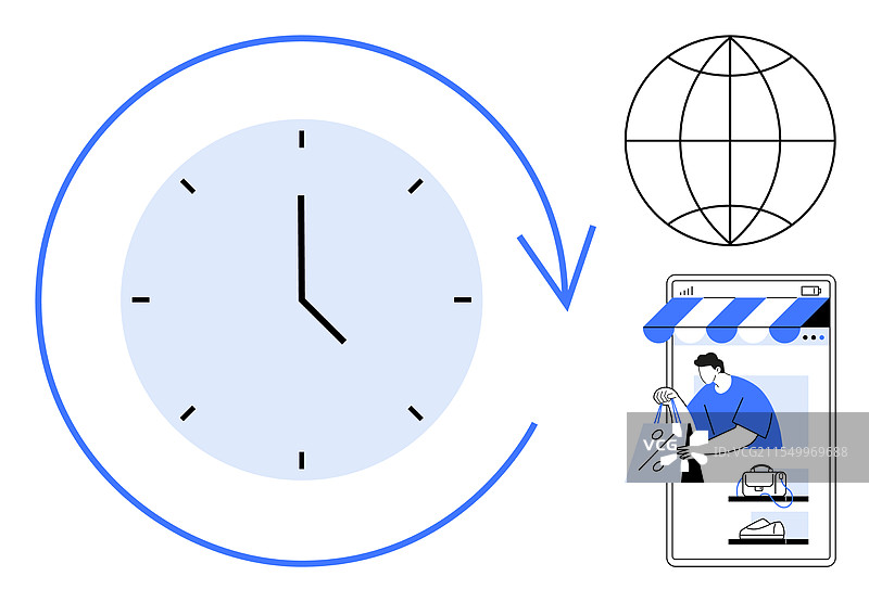 在线购物和全球商业概念与图片素材