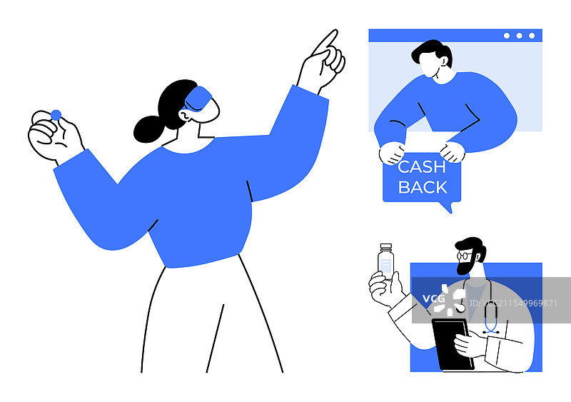 女商人指着和医疗专业人士图片素材