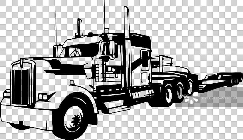 半挂车和低床拖车重型设备图片素材