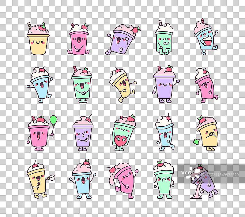 可爱的卡通奶昔角色图片素材