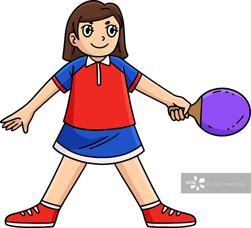 准备比赛的女性乒乓球运动员剪贴画图片素材