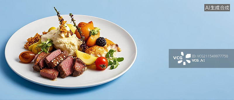 【AI数字艺术】精致的西餐美食海报设计模板背景图图片素材